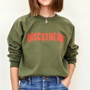 Clare V Olive Green Discotheque Sweatshirt XL